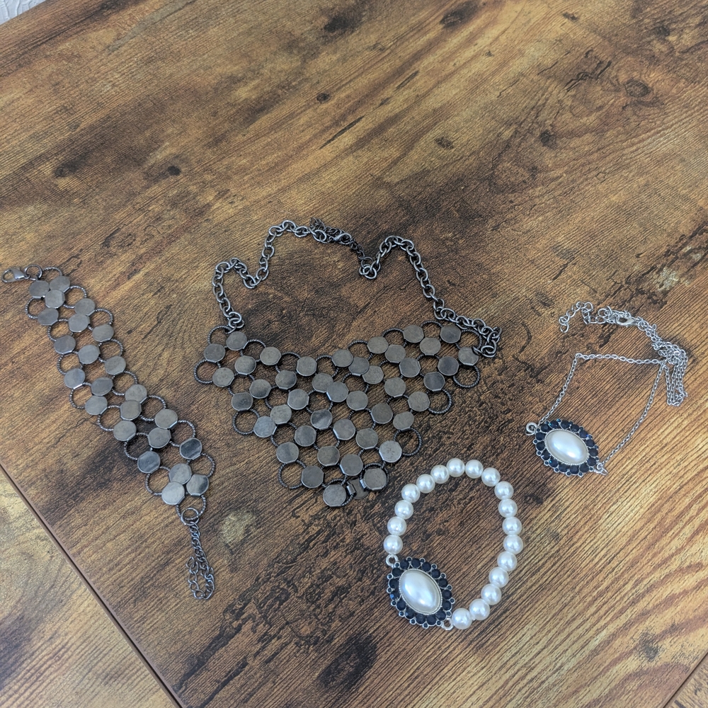 Elegant Silver and Black Jewelry Sets